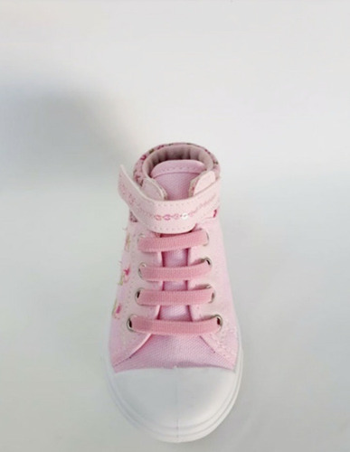 Tênis Bota Infantil Chique Top Lona Rosa Primeiros Passos