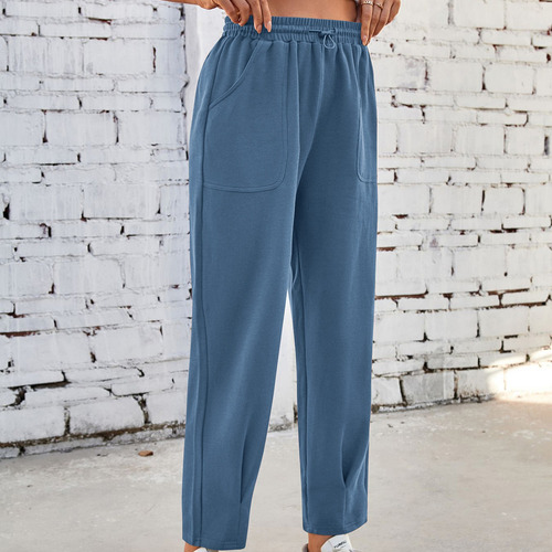 Pantalón Largo Casual Con Cordón Con Bolsillos Deportivos Ho