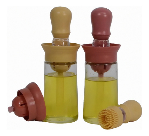 Dispensador Aceite Con Brocha Silicona Botella Vidrio 200ml