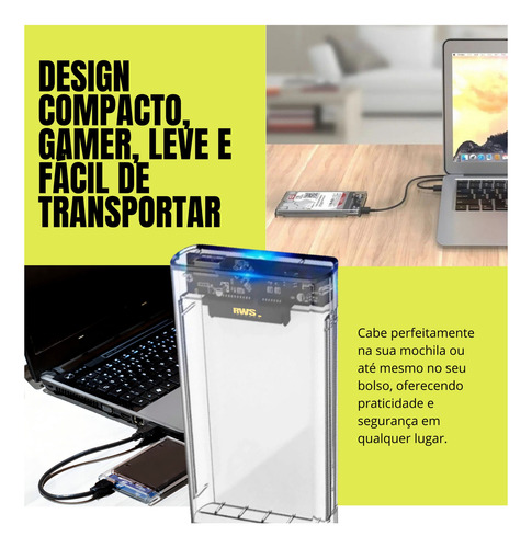 Kit 10 Cases Externo 2.5'' Gaveta Hd Notebook Ssd Usb 3.0
