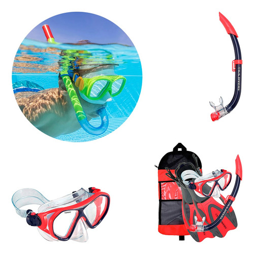 Kit Buceo Niños Us Divers Máscara Snorkel Aletas Talla L/g