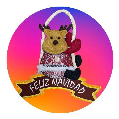 Adorno Colgante Navideño Para Puerta Reno Feliz Navidad