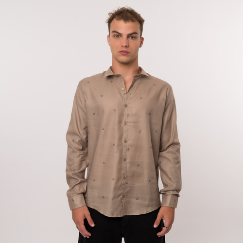 Camisa Hombre Farenheite M/l Leaves