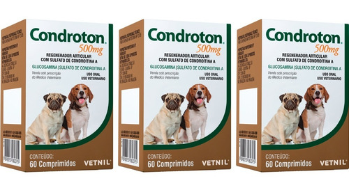 Condroton 500mg 60 Comprimidos - Vetnil - 3 Unidades