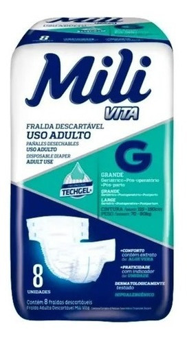 Fralda Geriátrica Não Vaza Indica Umidade Tamanho G 08 Unid