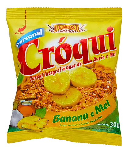 Granola Croqui Banana E Mel 30g 04 Caixas De 50 Saches