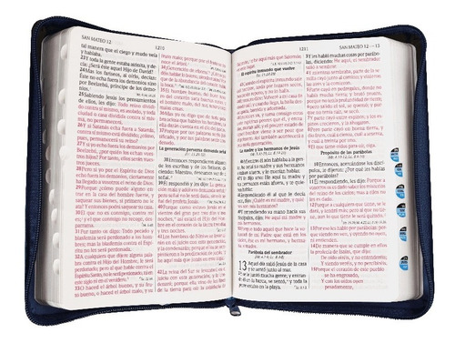 Imagen 5 de 9 de Biblia Rvr1960 Letra Gde. Imit. Piel Gris/azul Cierre/índice