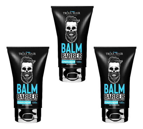 3 Balm Creme Barba Tróia Hair 100ml Cada