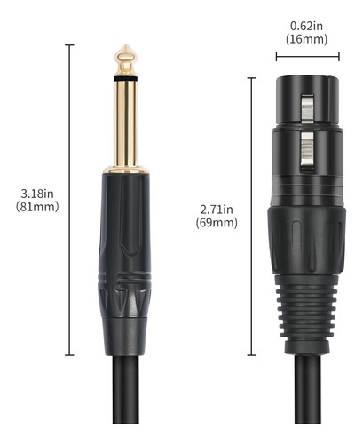 6.35 Mm Trs A Xlr Cable Cable Audio Audio Reducción De 10m
