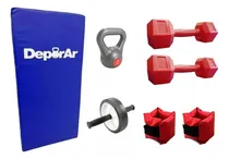 Comprar Combo Colchoneta + 2 Mancuernas 1 Kg + Rueda + Pesa Rusa 2kg Color Azul Deporar: Mancuernas Rosas - Par Tobilleras Eco 2 Kg