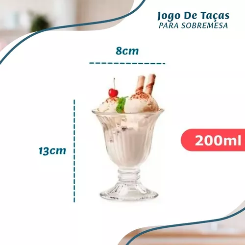 Jogo 6 Taça de Vidro Sobremesa Sorvete Milkshake Gelato Dolce Home 205ml -  Taça de Sobremesa - Magazine Luiza