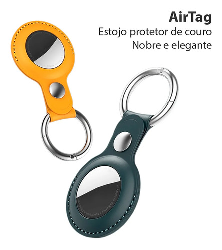 Capa De Couro Genuíno Para Air Tag - Chaveiro Branco