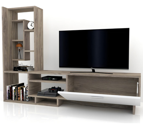 Mesa Para Lcd Led Living Rack Comedor Modular Moderno Color Marrón Claro