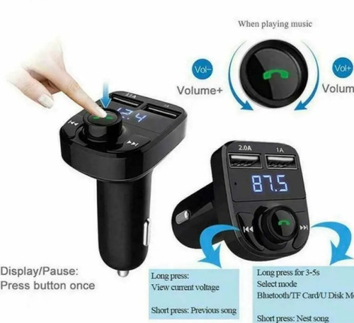 Transmisor Con Bluetooth Mp3, Usb Para Carro Modulador Fm