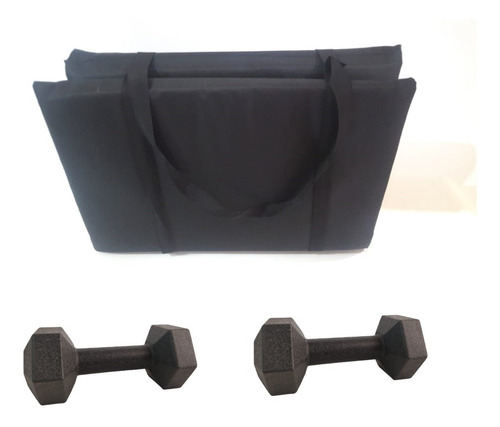 Combo Colchoneta Plegable + Par De Mancuernas 1k Fitness Gym