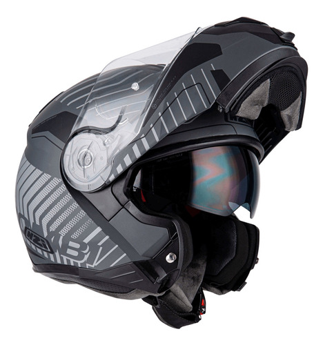 Capacete Robocop Nzi Combi 2 Sierra Preto Cinza Fosco