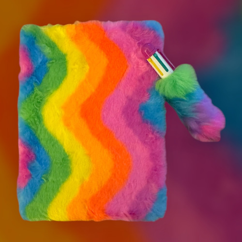 Libreta Peludita C/ Lapicera ,rayado Tapa Dura 15cm21cm.