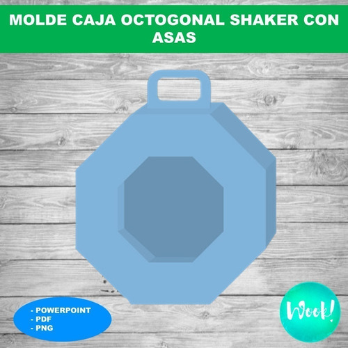 Kit Imprimible Molde Caja Octogonal Shaker Con Asas Editable