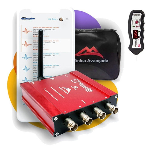 Imagem 3 de 10 de Osciloscópio Automotivo 4 Canais Com Wi-fi New Tecnoscópio