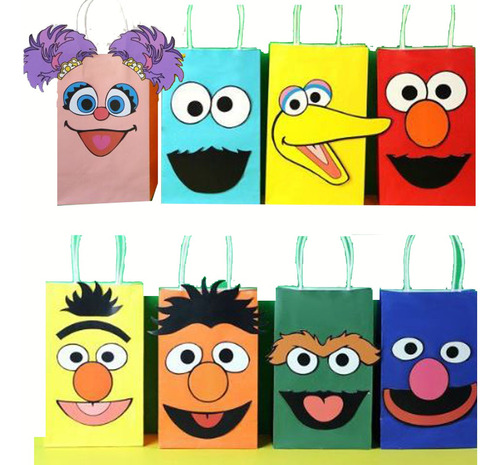 10 Bolsas Para Dulces Personalizados Plaza Sesamo , 