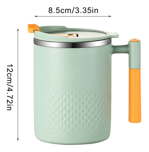 Taza Q De Acero Inoxidable Con Tapa Y Asa, 450 Ml, Reutiliza