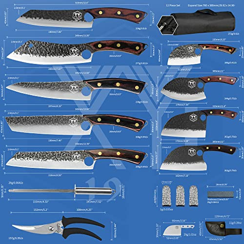 Xyj Authentic Since 1986,9pcs Forged Knife Set,serbian Chef