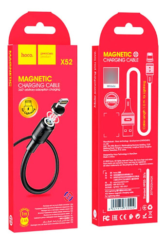 Cable Magnético Usb Hoco X52 Carga Rápida Para Iph De 1m Color Negro