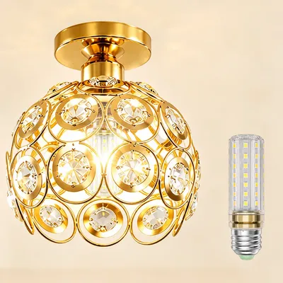 Luminária De Teto Plafon Luxo Led Modernacrystal E27 Dourada 110v-220v Dourado