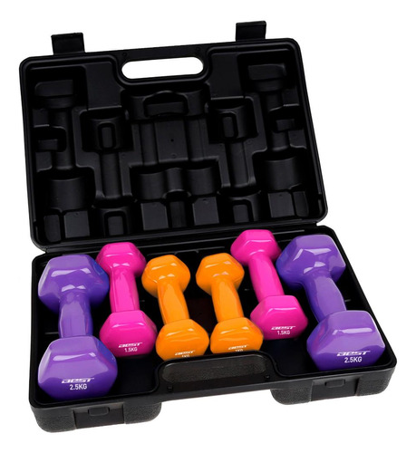 Set Mancuernas Recubiertas Best 10kg Totales + Estuche Loi