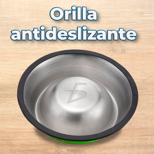 Tazón Plato Mascotas Acero Inoxidable Antiderrapante Tamaño S Color Verde