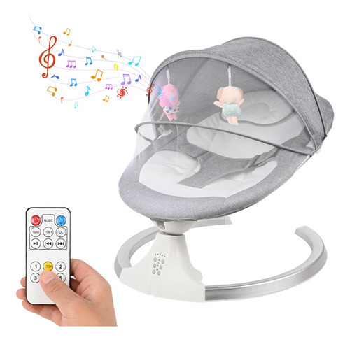 Banna DAO-YEYY gris mecedora Eléctrica Para Bebés Con Mosquitera Música Mando A Distancia Inteligente Rango De Balanceo Ajustable Con Función De Temporizador