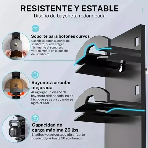 Soporte Gorras, Colgador Gorras Pared, En Closet Y Estante