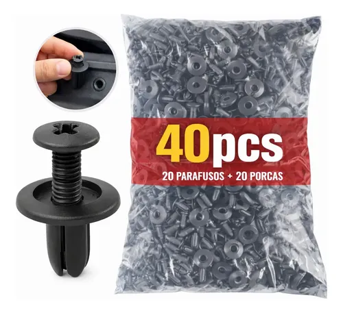Fixadores Presilha Parafuso Rebite Plástico Carro 40 Peças