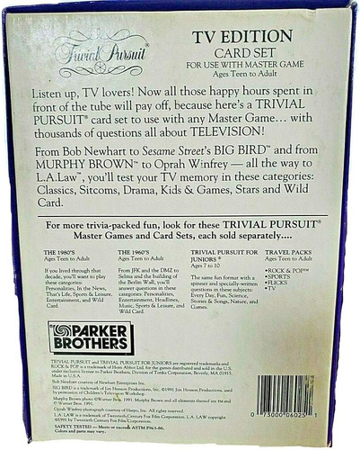 Conjunto De Cartas De Edição De Tv Trivial Pursuit