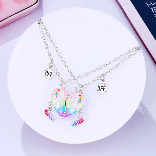 1 Par Unicornio Collares Caricatura Mejor Amigo Imán Collar