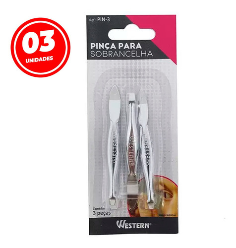 Kit De 3 Pinças Profissional Design De Sobrancelhas Liso