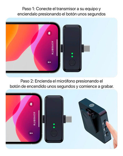 Micrófono Inalámbrico Lavalier Dual Para iPhone Y Tipo C