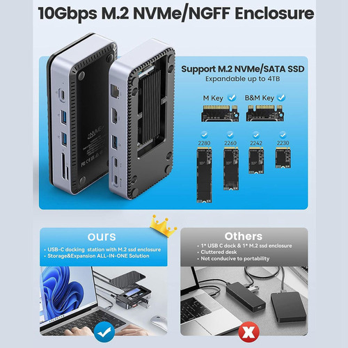 Hub Usb C De Orico Con Carcasa Ssd M.2, Usb-c D 10 En 1 De