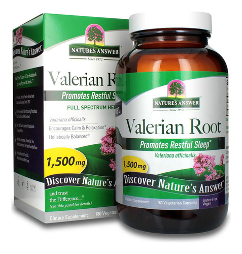 Suplemento Natures Answer Raíz De Valeriana 1500 Mg 180 Cáps