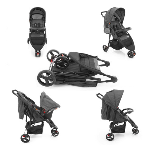 Carrinho De Passeio De Bebê Jetty Duo + Bebê Conforto Cosco Cor Preto