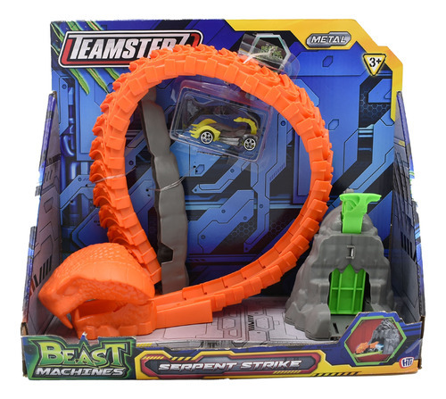 Imagen 5 de 5 de Pista Serpent Strike Con Carro Teamsterz Color Naranja