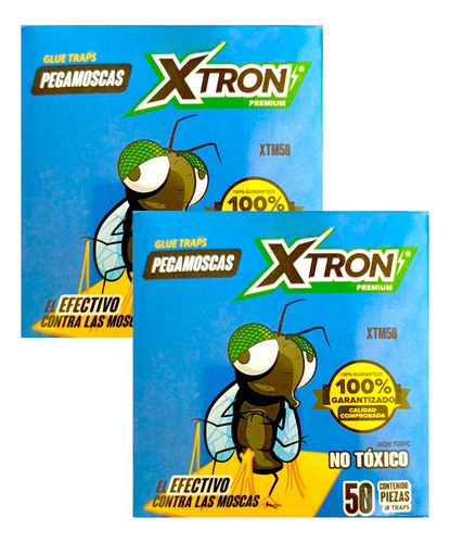 Caja Pega Moscas Con 50 Pzas Xtron Premium 2 Pzas