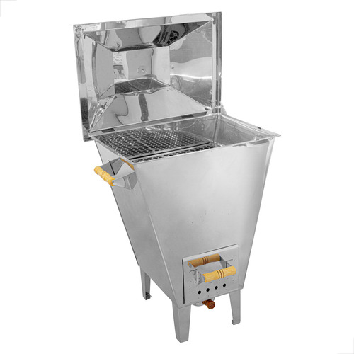 Churrasqueira Pequena Bafo Defumador A Carvão Aço Inox Pp