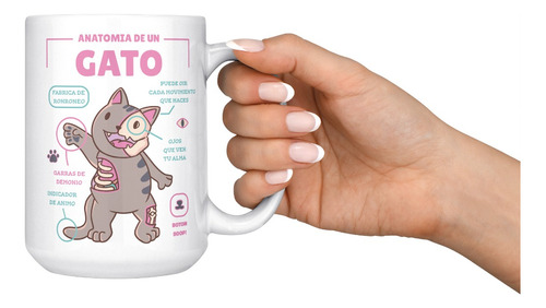 Taza Mug Grande Anatomia De Un Gato 15 Onzas