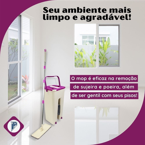 Imagem 2 de 9 de Rodo Mop E Balde Lava E Seca Profissional Com 2 Refil