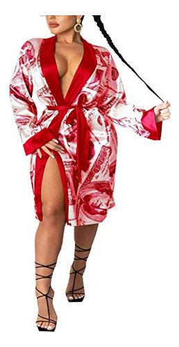 Batas De Kimono De Seda Sexy Para Mujer, Lencería Con Estamp