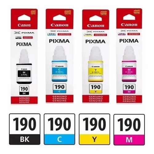 comprar Tinta Canon Original Pack Gi-190 Bk C Y M G2100 G3110 G4100
