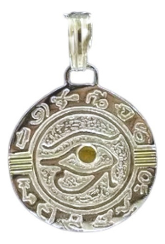 Medalla Maciza Dije Ojo De Horus Plata 925 Y Oro 