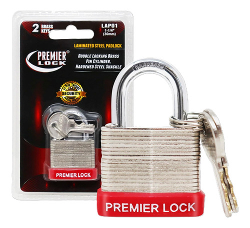 Premier Lock Lap01 Laminated Steel Padlock With Vinyl Bum...