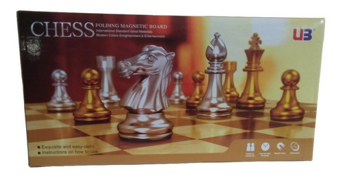 Imagen 9 de 10 de Juego De Ajedrez Magnético Color Piezas: Dorado Y Plateado